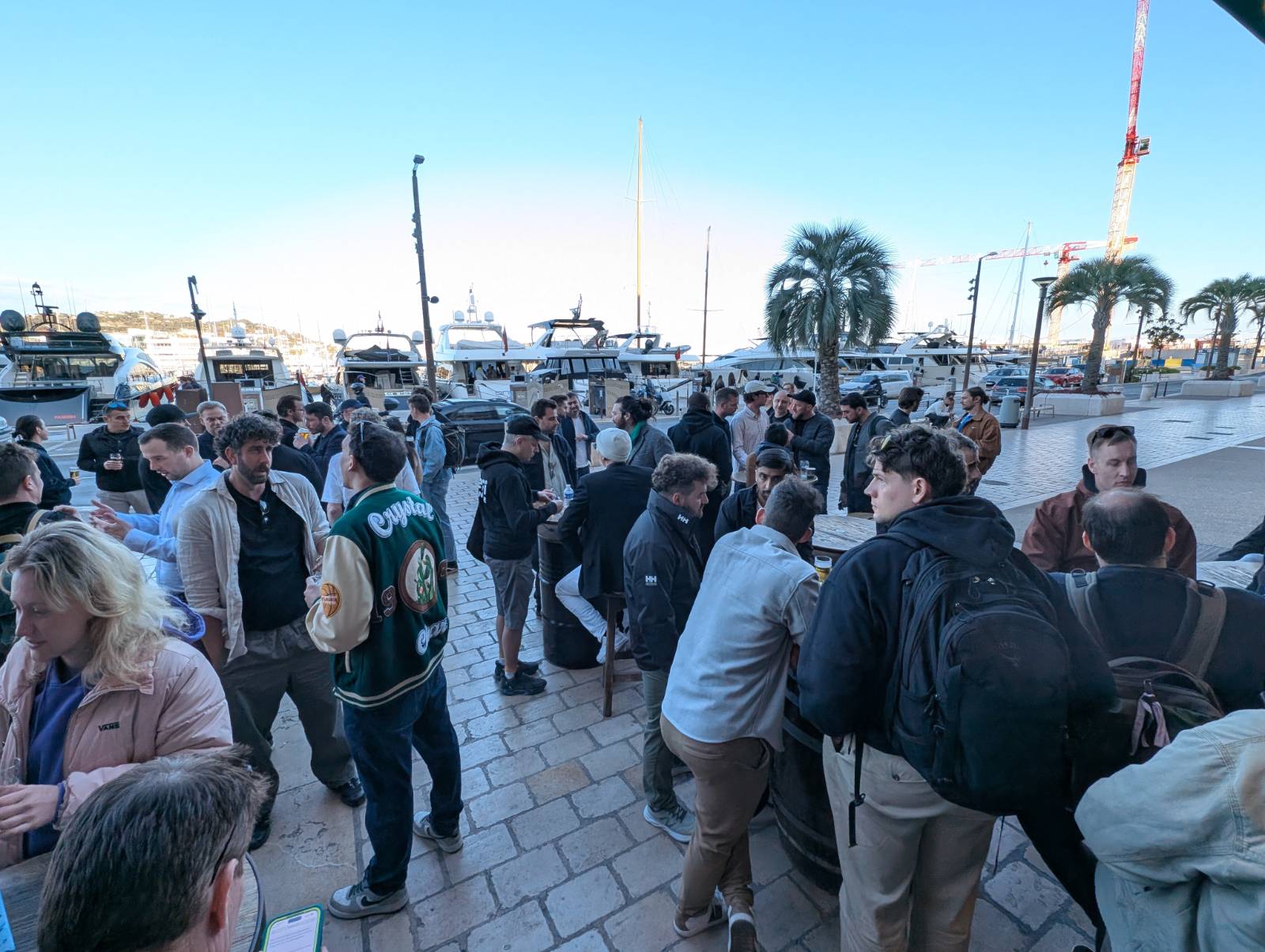 Guests arriving at the Cannes waterfront before the event